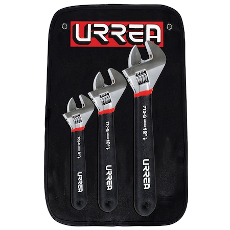 Urrea Adjustable Wrench with rubber grip set of 3 pieces 795G